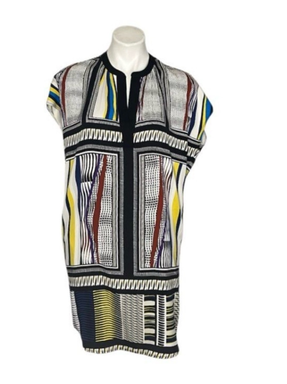 DIANE VON FURSTENBERG Jocelyn Silk Shift Dress Abstract Print Tunic Size 2